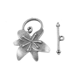 Toggle Clasp Flower 20mm Antique Silver  NF