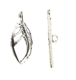 Toggle Clasp 25x11mm Leaf  Antique Silver  NF