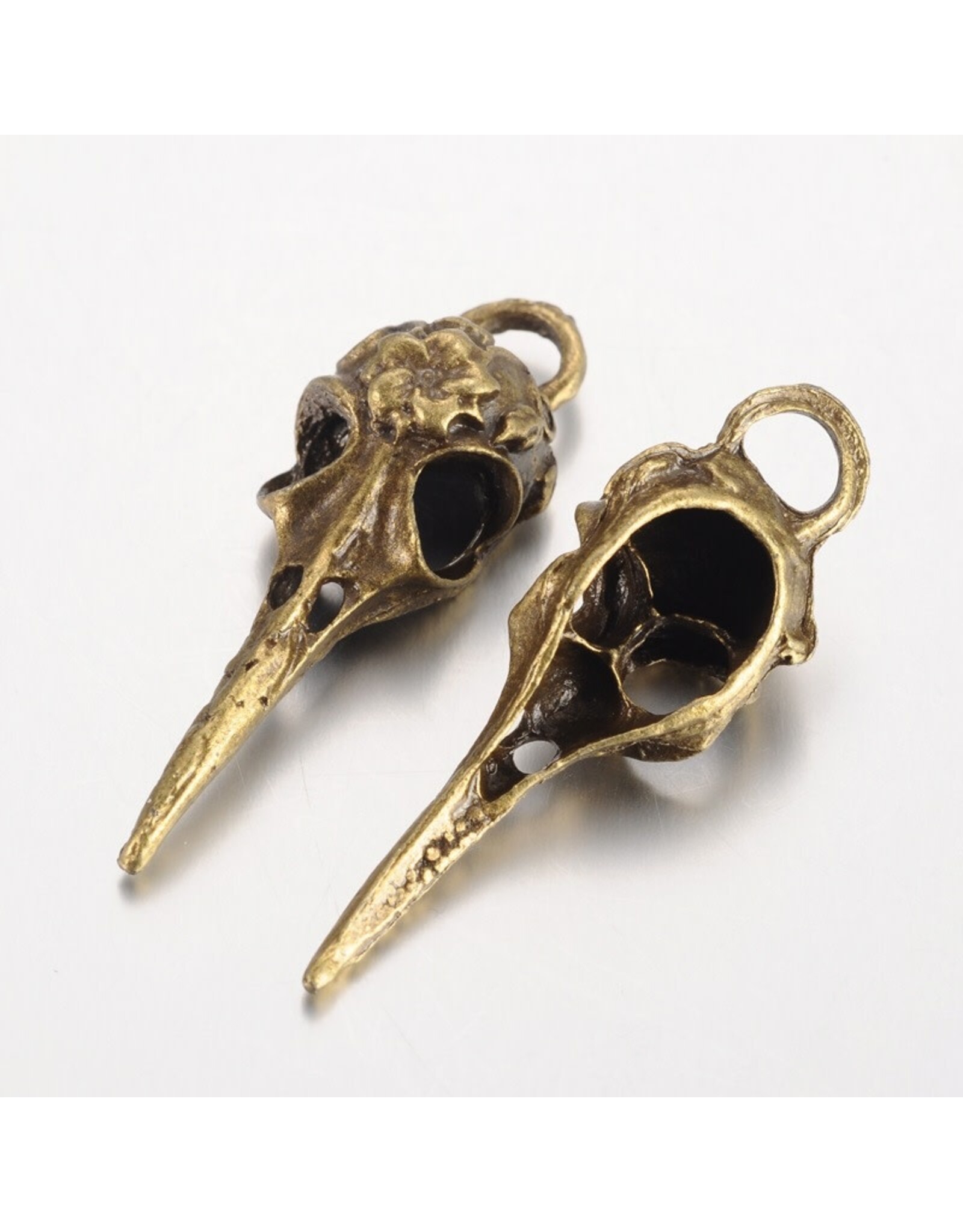 Bird Skull Antique Brass 42x14mm  x10  NF