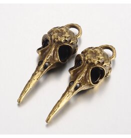 Bird Skull Antique Brass 42x14mm  x10  NF