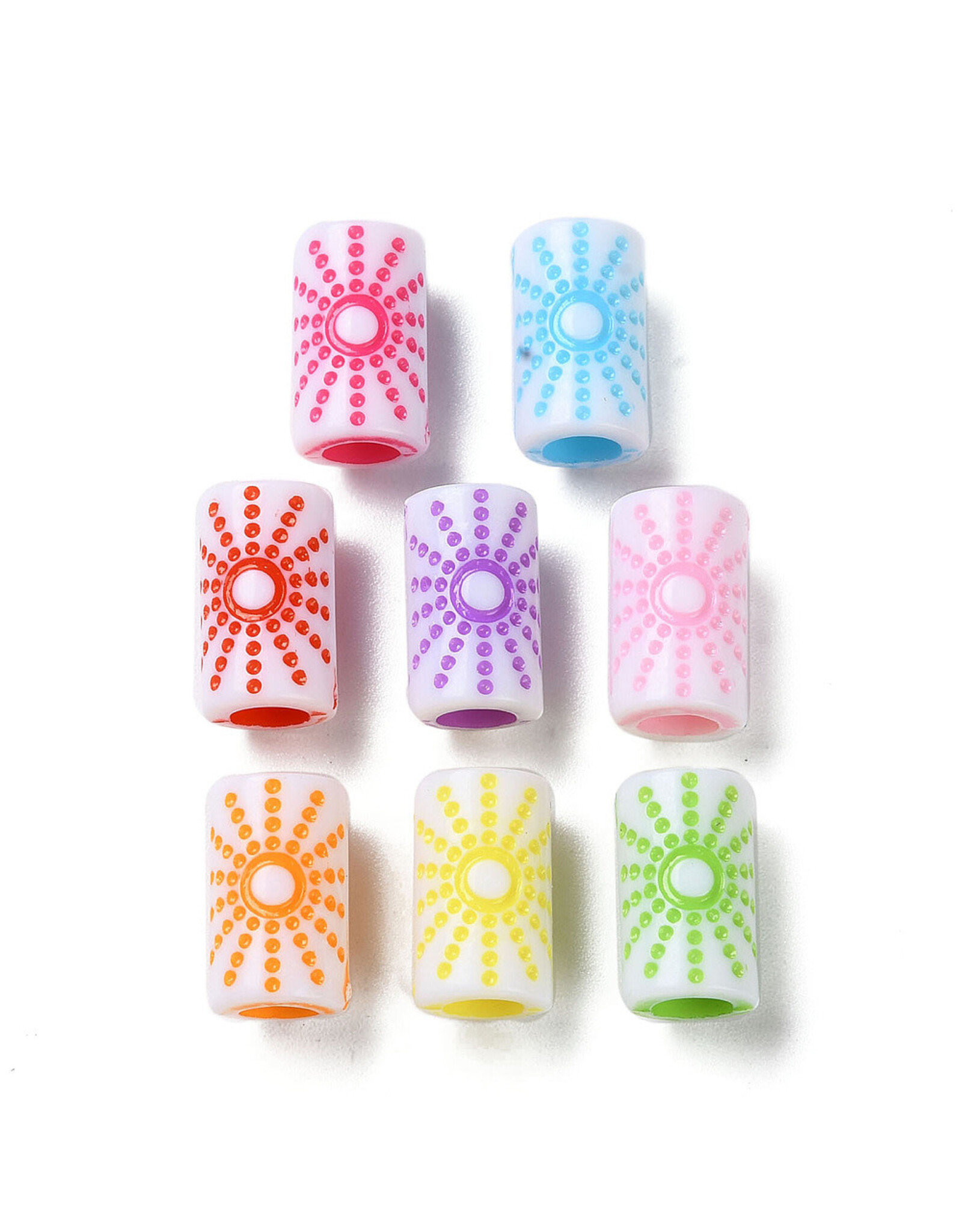 17x10mm Acrylic Tube, Hole 6mm  Random Assorted Colours x25