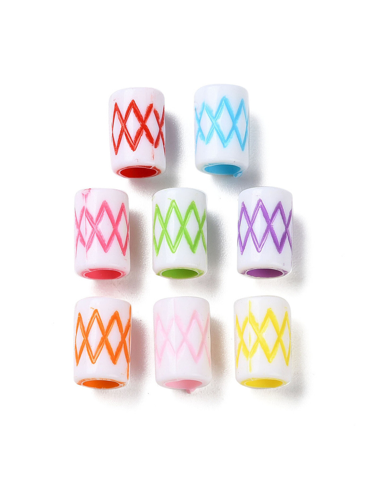 11x7mm Acrylic Tube, Hole 5mm  Random Assorted Colours x50