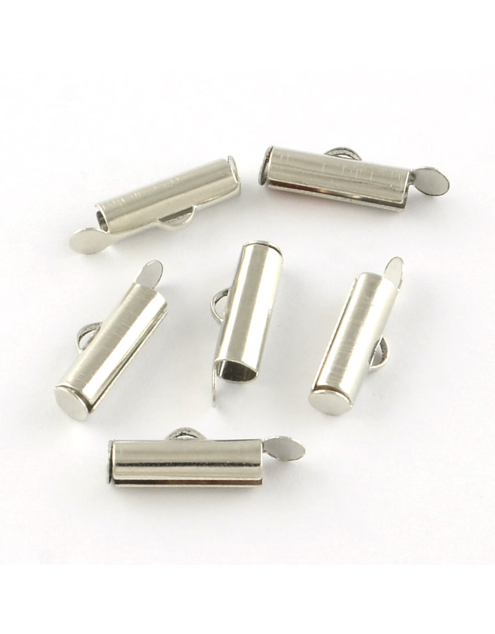 Slide On Clasp Tube 5x30mm Platinum