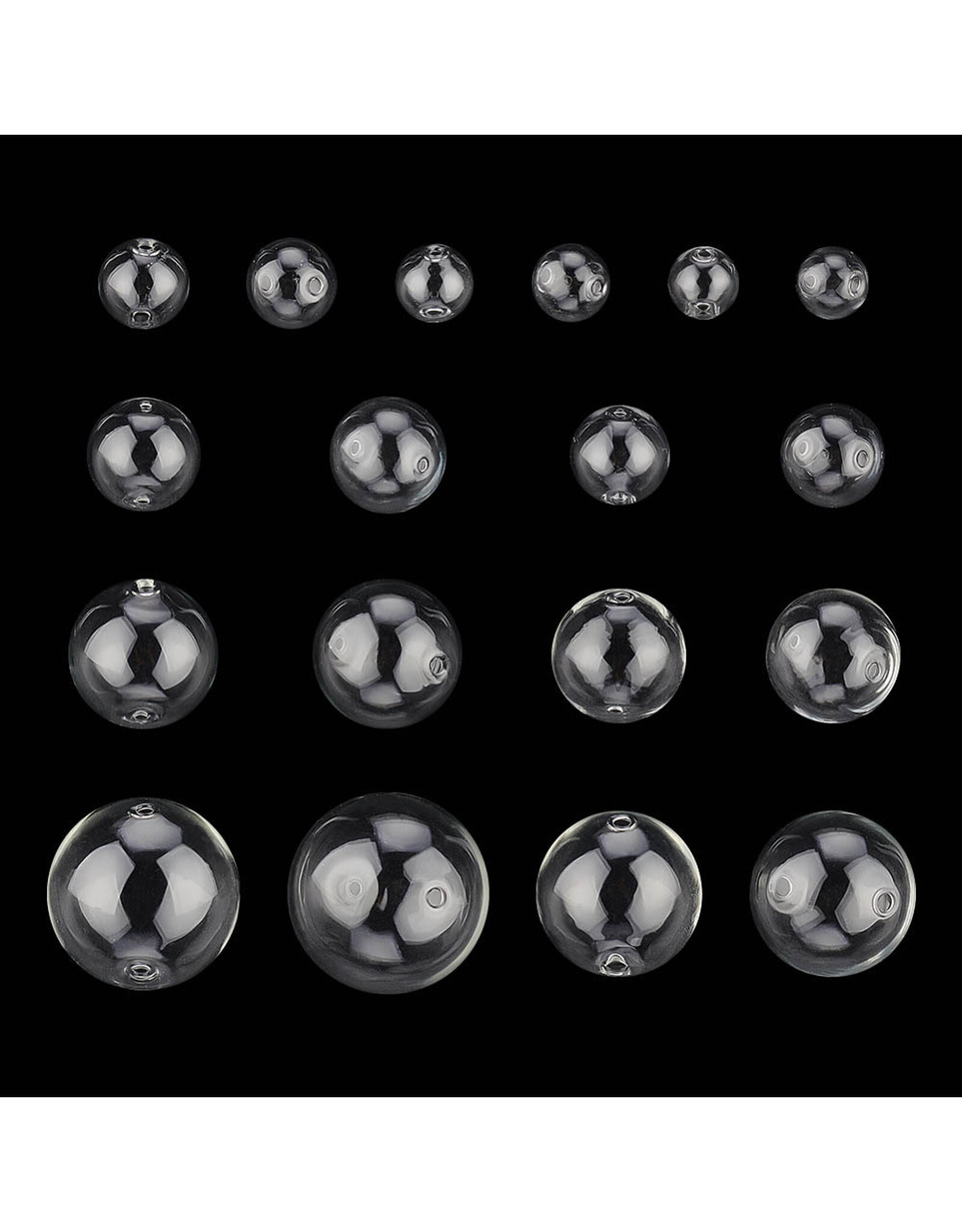 10-30mm Round  Hollow Glass Globe Set  x36