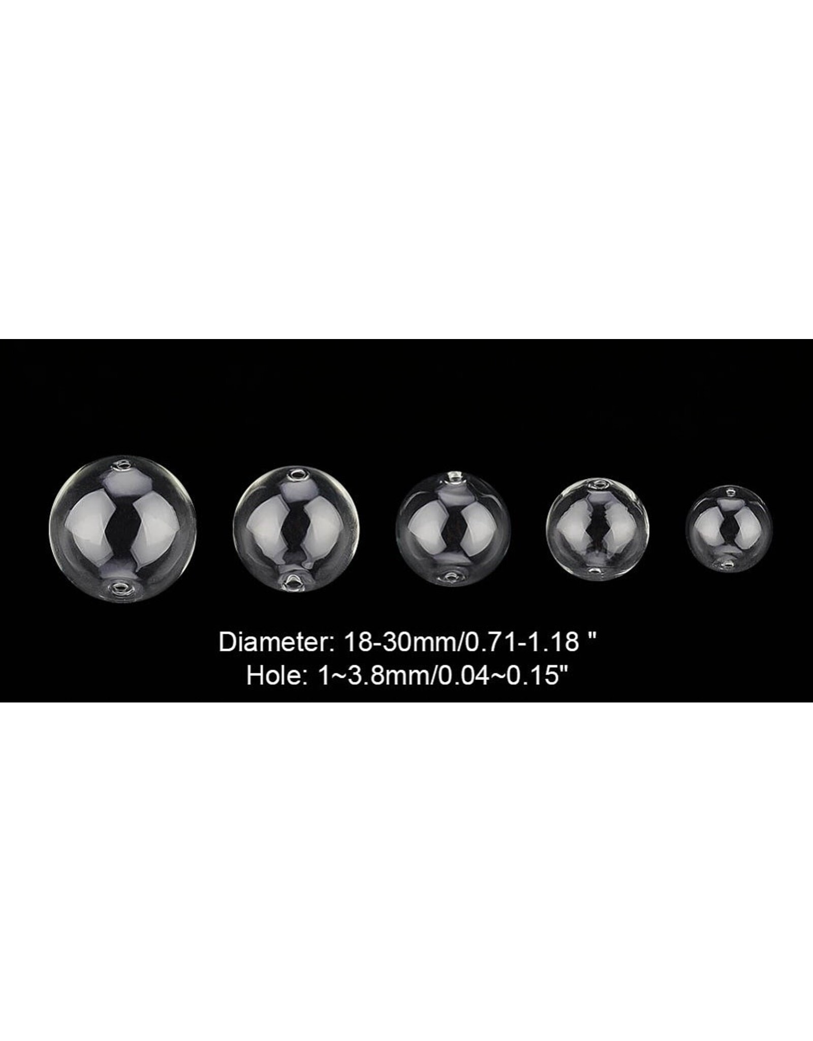 10-30mm Round  Hollow Glass Globe Set  x36