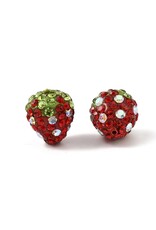 14x13mm Rhinestone Strawberry  x2