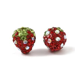14x13mm Rhinestone Strawberry  x2