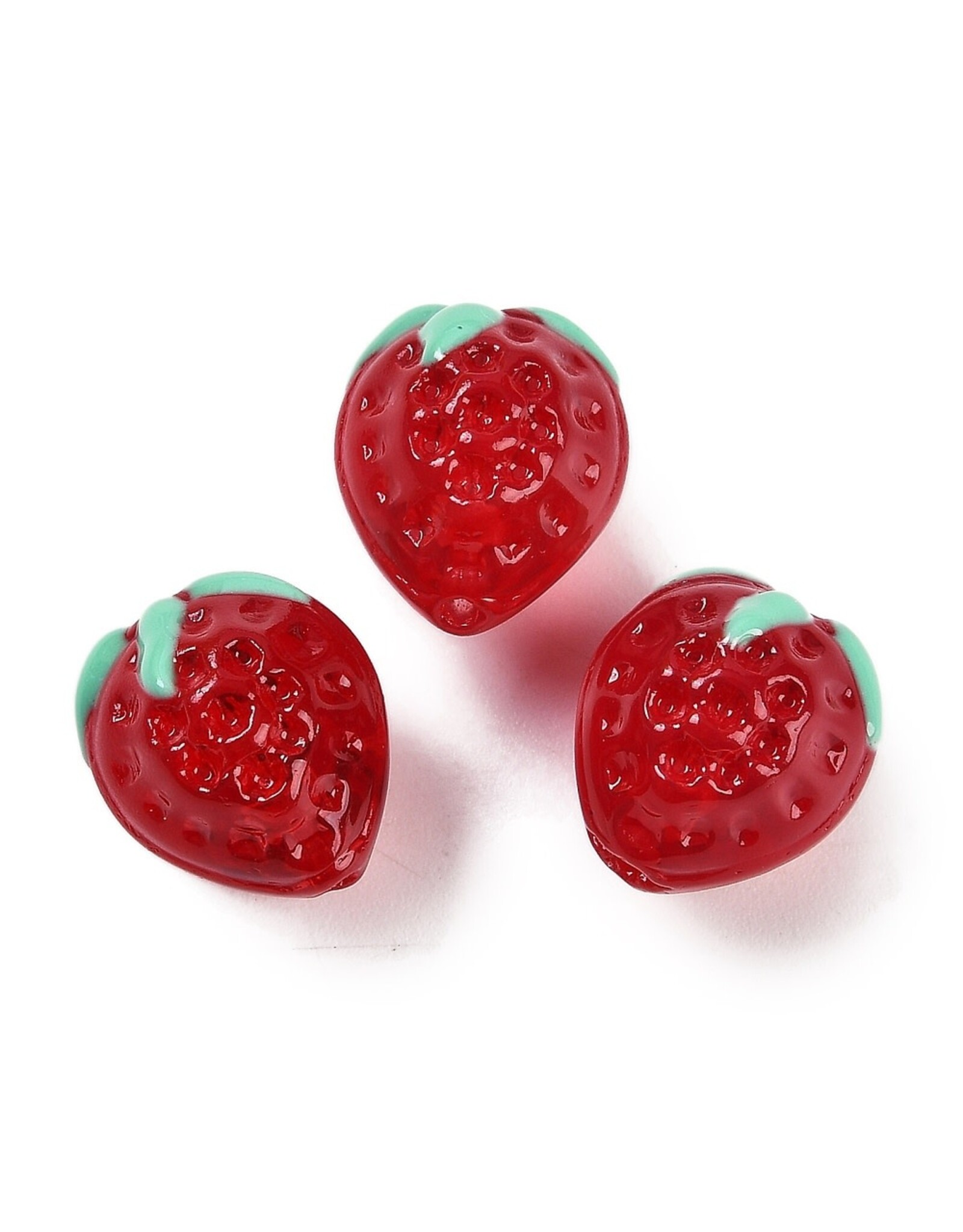 14x12mm  Lampwork Strawberry  x6