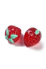 14x12mm  Lampwork Strawberry  x6