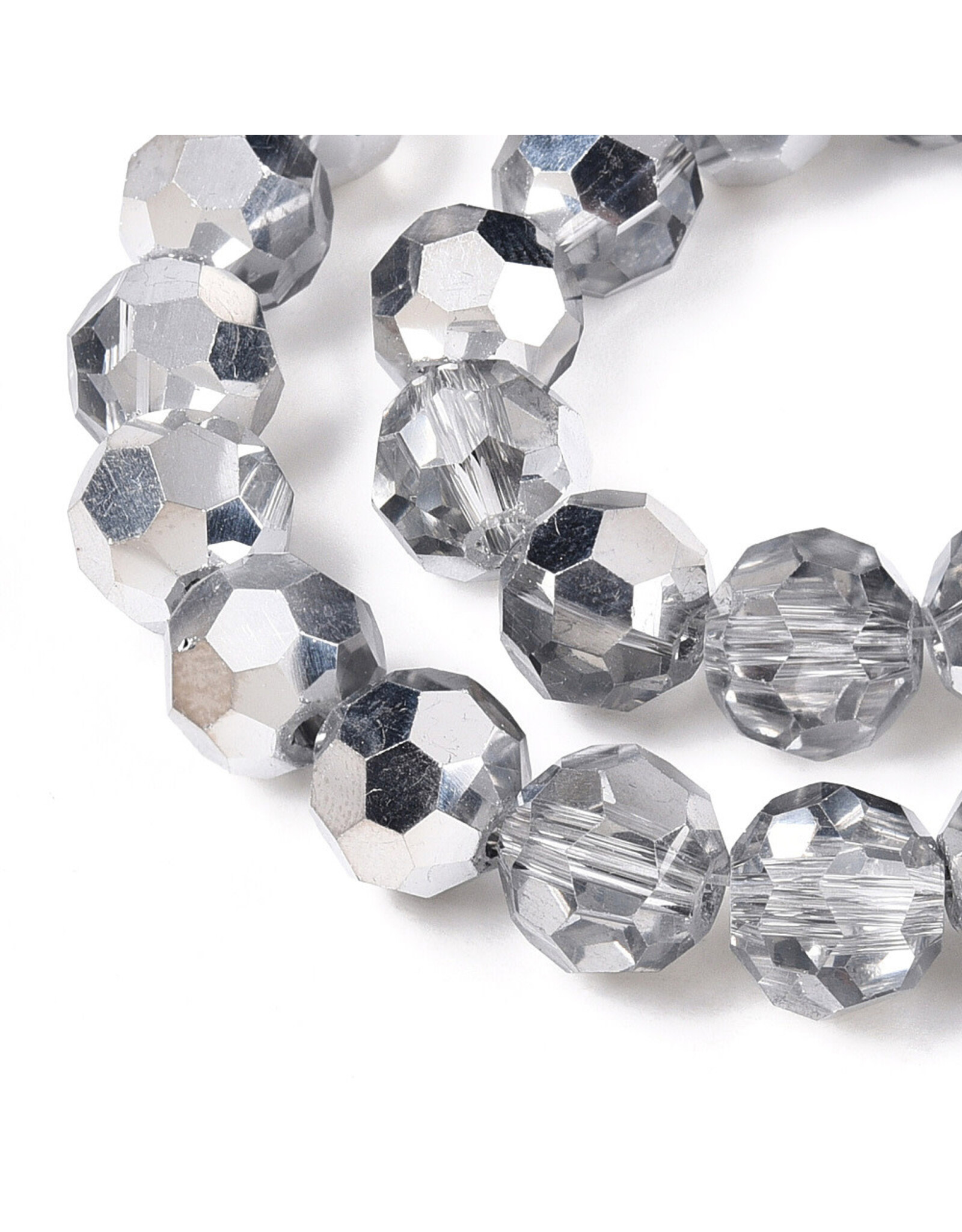 8mm Round Half Silver Clear x65