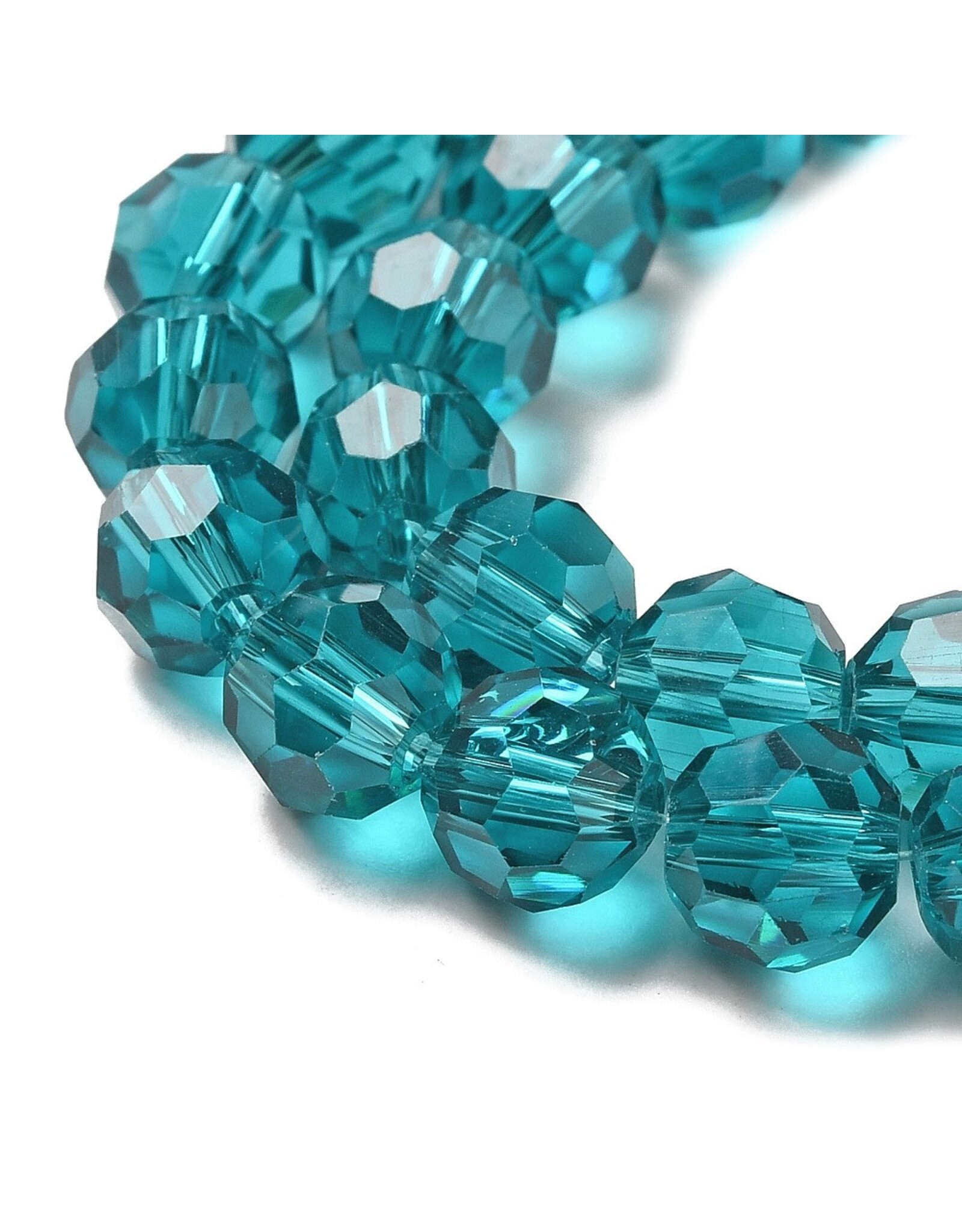 8mm Round Capri Blue  x65