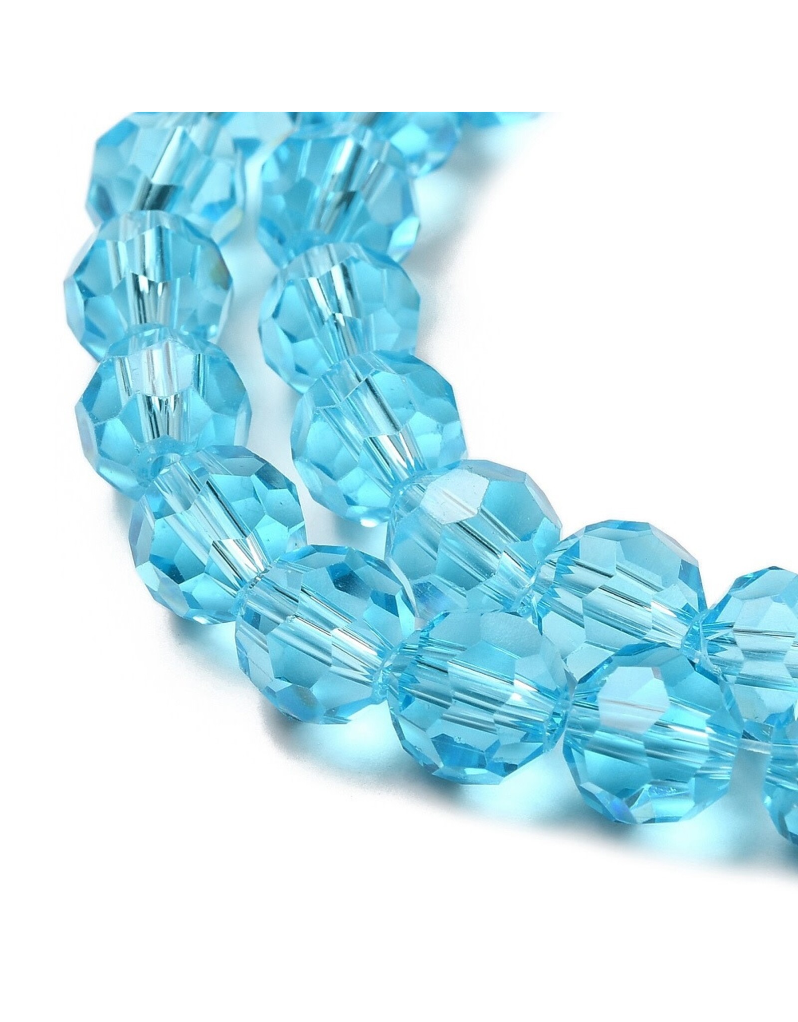 8mm Round Aqua Blue  x65