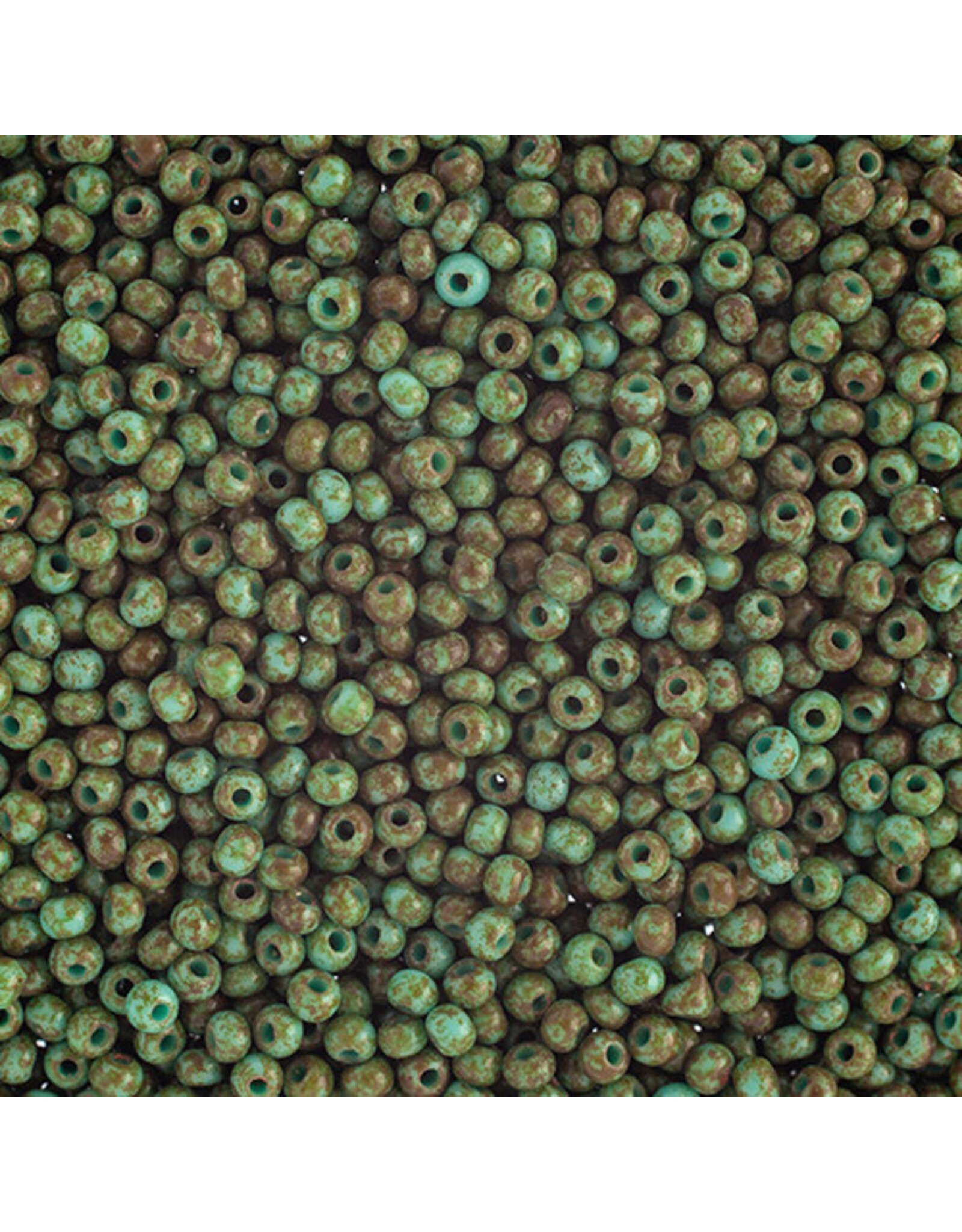 Czech 1523 10  Seed  Opaque Turquoise Travertine