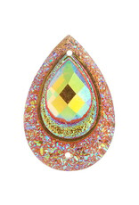 Drop Peacock Resin Cabochon 20x30mm Orange  AB  x2