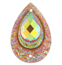 Drop Peacock Resin Cabochon 20x30mm Orange  AB  x2