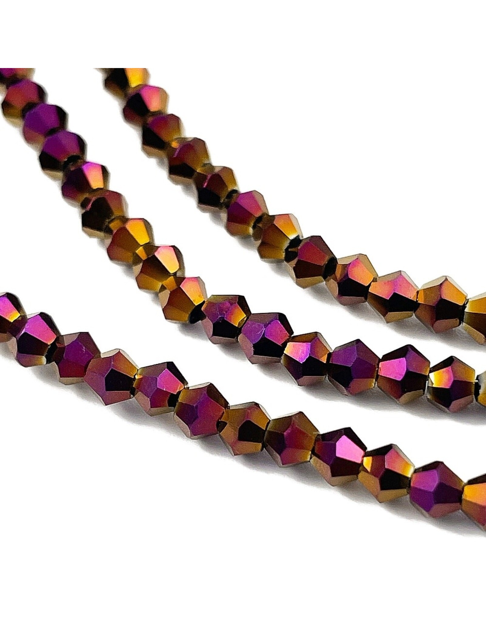 3mm Bicone Purple Copper Metallic  x110