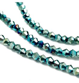 3mm Bicone Blue Green  Metallic  x110
