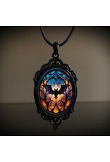 Gothic Bat Necklace Black  70x35mm  16'' x1