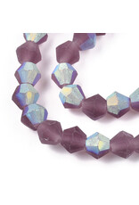 4mm Bicone  Transparent Purple AB Matte   "AA"  Grade  x80