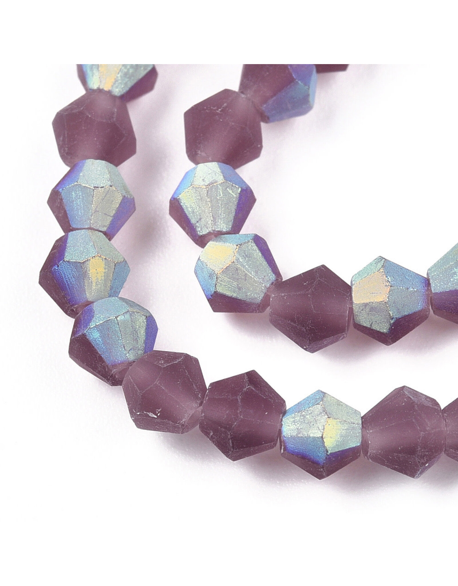 4mm Bicone  Transparent Purple AB Matte   "AA"  Grade  x80