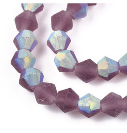 4mm Bicone  Transparent Purple AB Matte   "AA"  Grade  x80