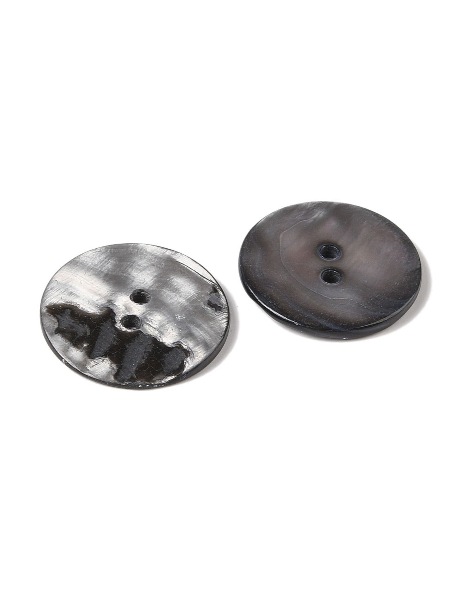 Natural Freshwater Shell Button Black 30mm  x10