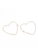 Earring Hoops Heart  40mm  18k Gold Plated Brass  NF x6