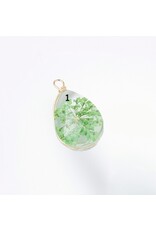 Drop With Dried Flowers   Clear 24x13x8mm  x1