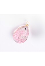 Drop With Dried Flowers   Clear 24x13x8mm  x1