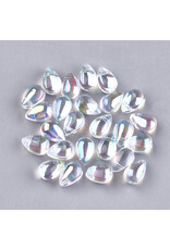 Top Drilled Drop  Glass  Clear  AB 9x6mm  x50
