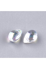 Top Drilled Drop  Glass  Clear  AB 9x6mm  x50