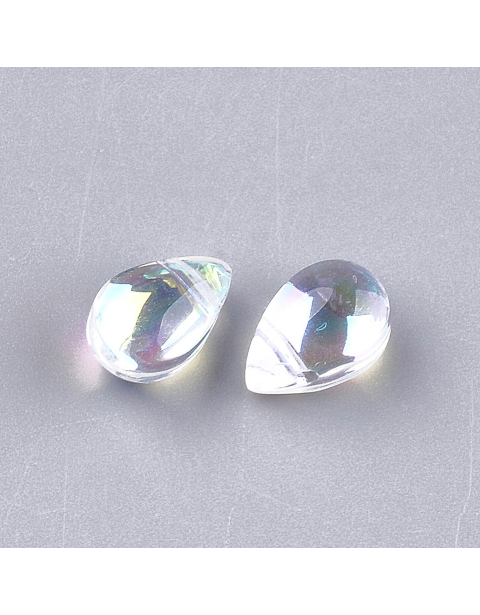 Top Drilled Drop  Glass  Clear  AB 9x6mm  x50