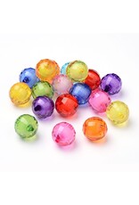 20mm Acrylic Round Faceted Bead in Bead  assorted x10