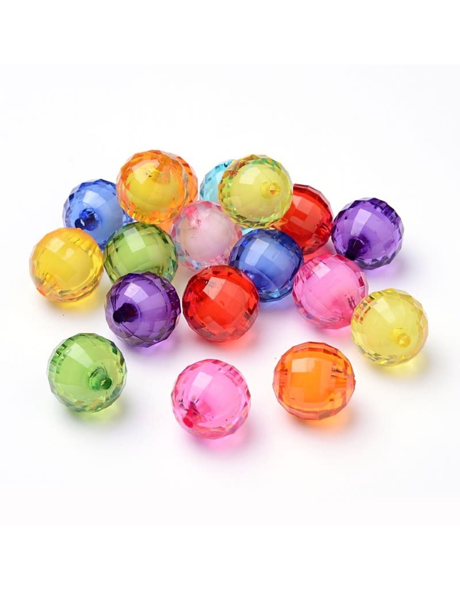 20mm Acrylic Round Faceted Bead in Bead  assorted x10