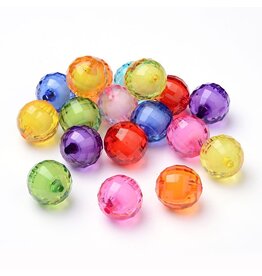 20mm Acrylic Round Faceted Bead in Bead  assorted x10
