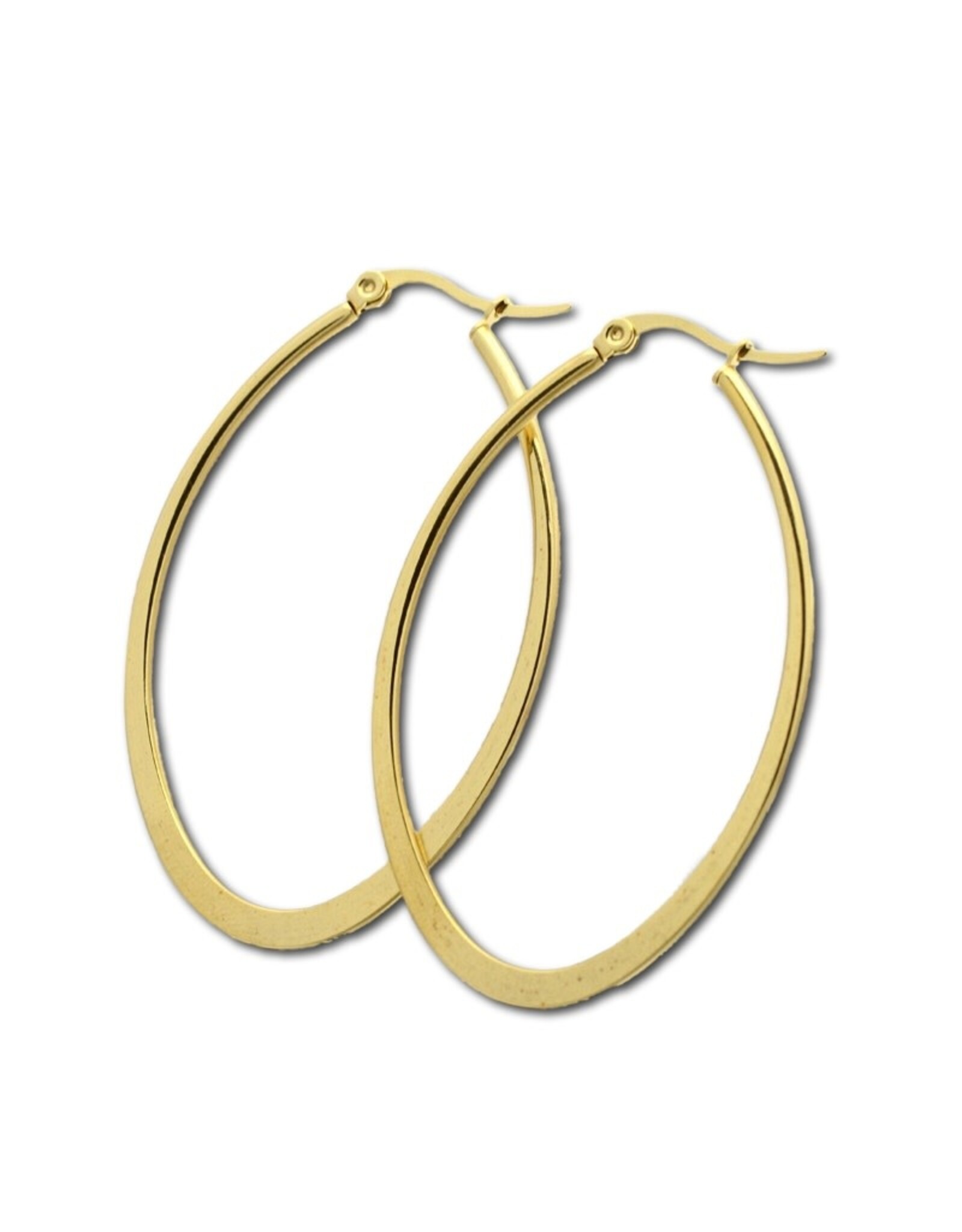 Hoop Earring Oval  58x38mm Stainless Steel Gold  x1 Pair