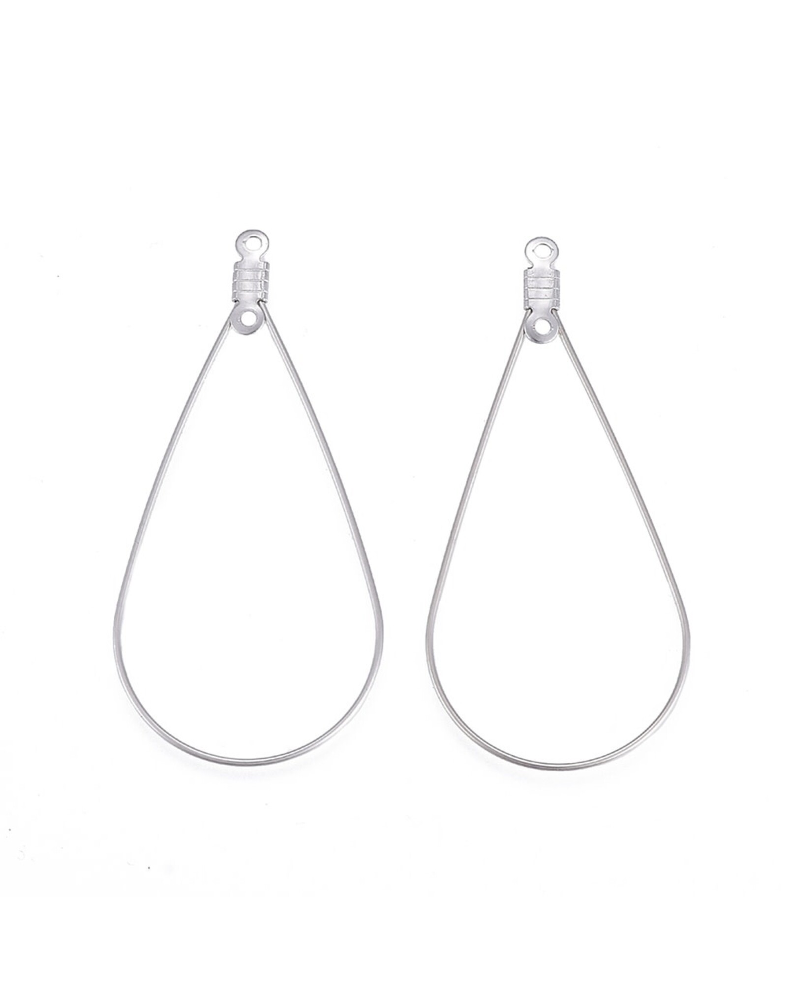Earring Hoops Teardrop 48x23mm  Stainless Steel NF x6
