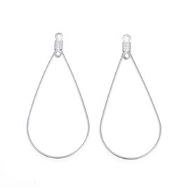 Earring Hoops Teardrop 48x23mm  Stainless Steel NF x6