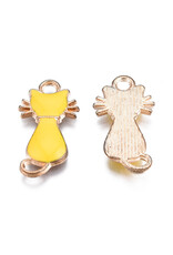 Cat Charm 22mm Assorted Colours Gold  x3 Pair