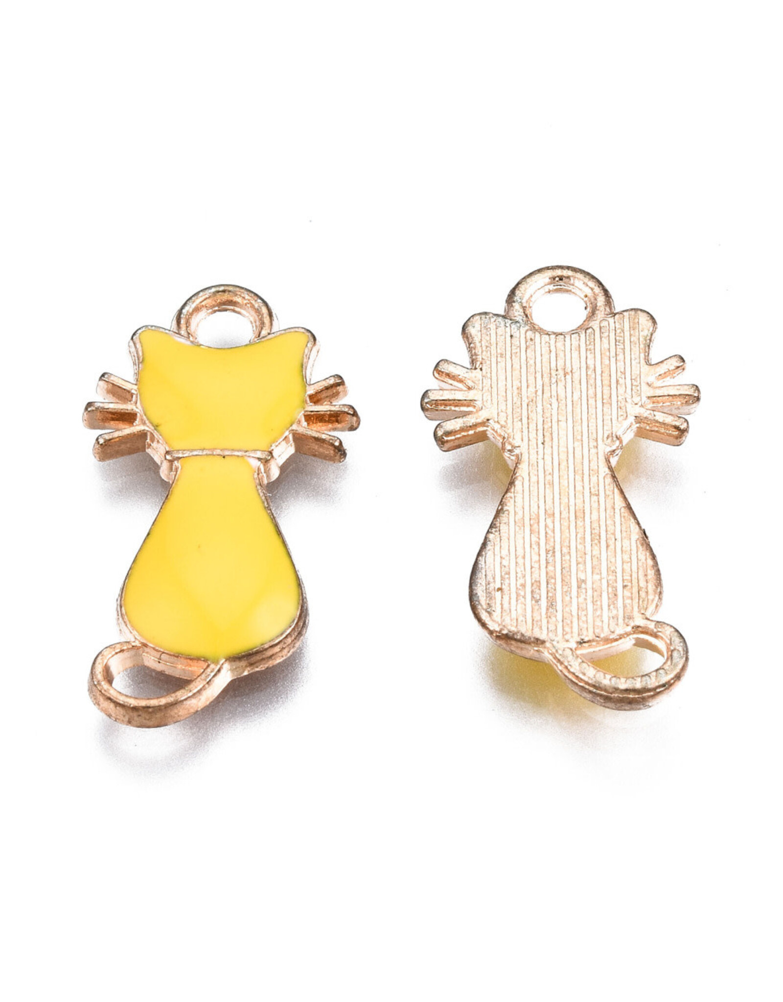 Cat Charm 22mm Assorted Colours Gold  x3 Pair