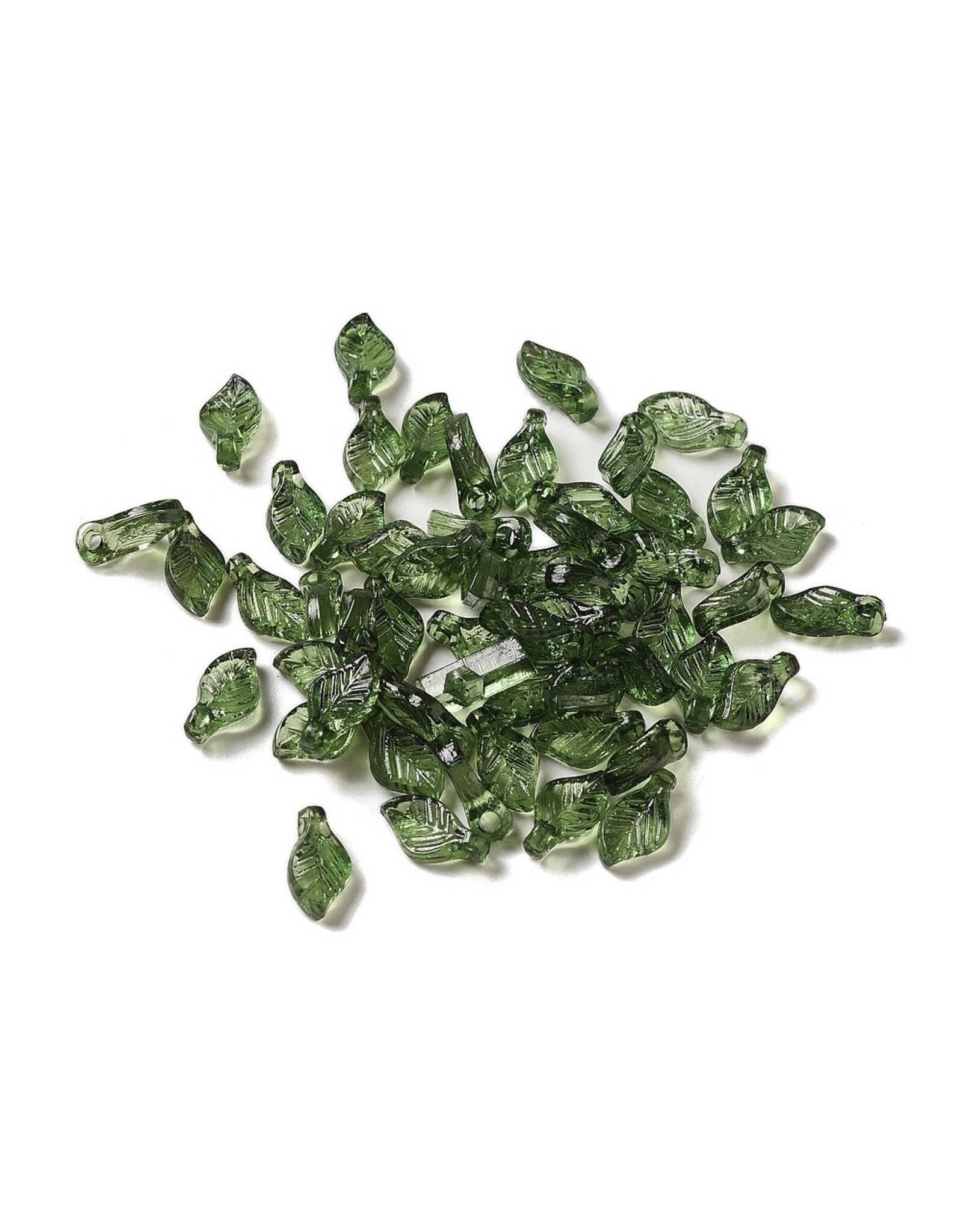 10x5mm Acrylic Leaf Dark Green   x50