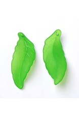 38x14mm Acrylic Leaf Green Matte   x25