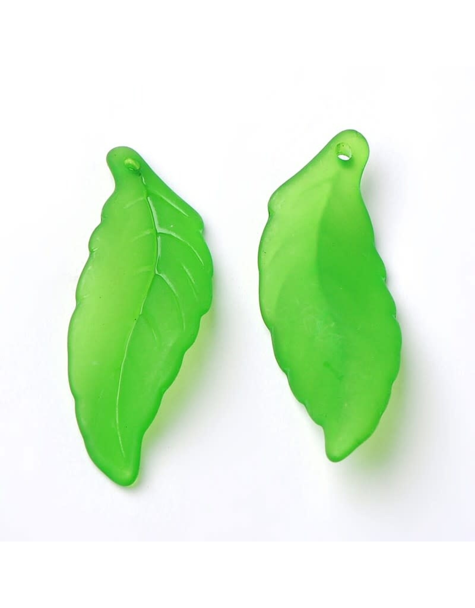 38x14mm Acrylic Leaf Green Matte   x25