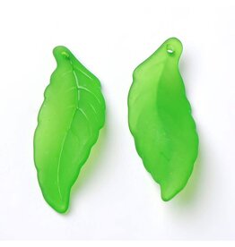 38x14mm Acrylic Leaf Green Matte   x25