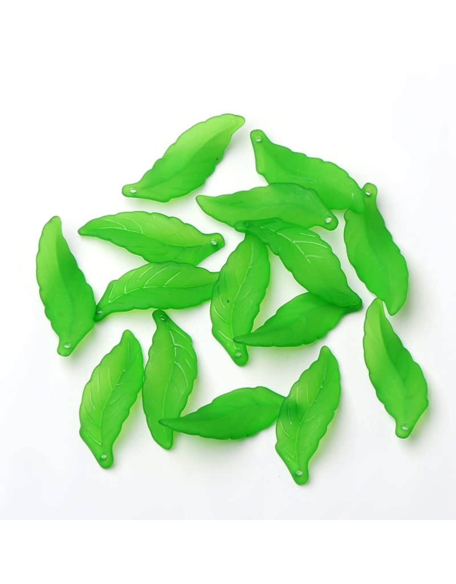 38x14mm Acrylic Leaf Green Matte   x25