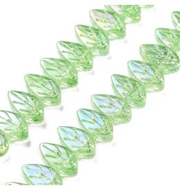 11x7mm Glass Leaf Green AB x75