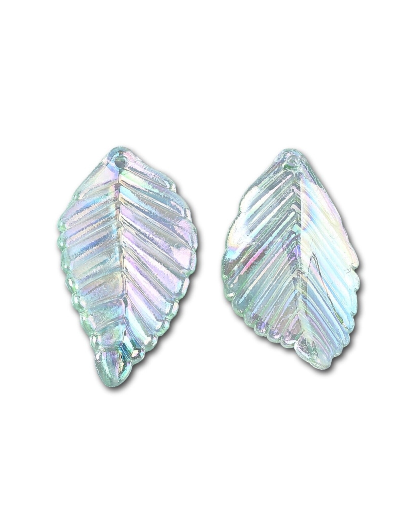 Leaf Acrylic Light Green AB 35x18mm    x25