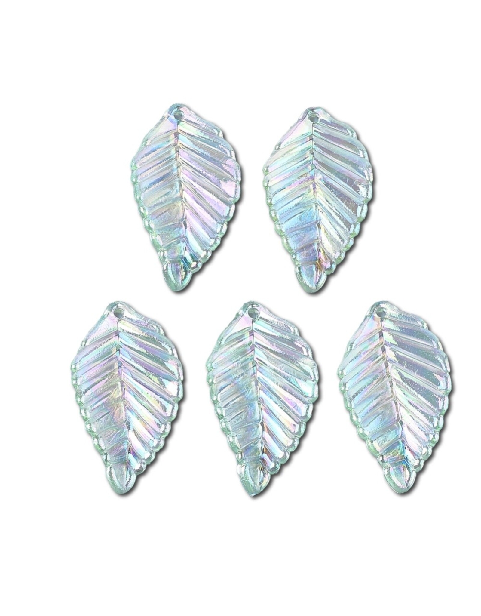 Leaf Acrylic Light Green AB 35x18mm    x25