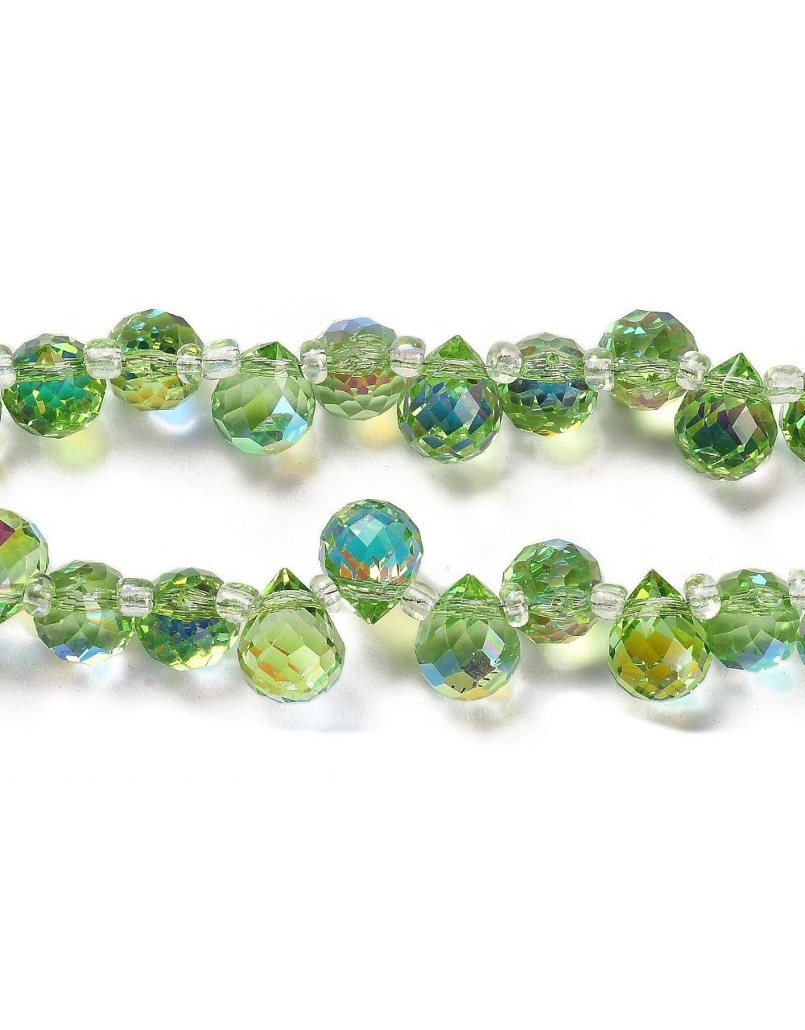 10x8mm Top Drilled Drop Light Green AB  x90
