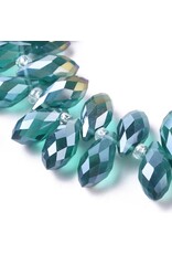 13x6mm Top Drilled Drop Dark Green AB  x90